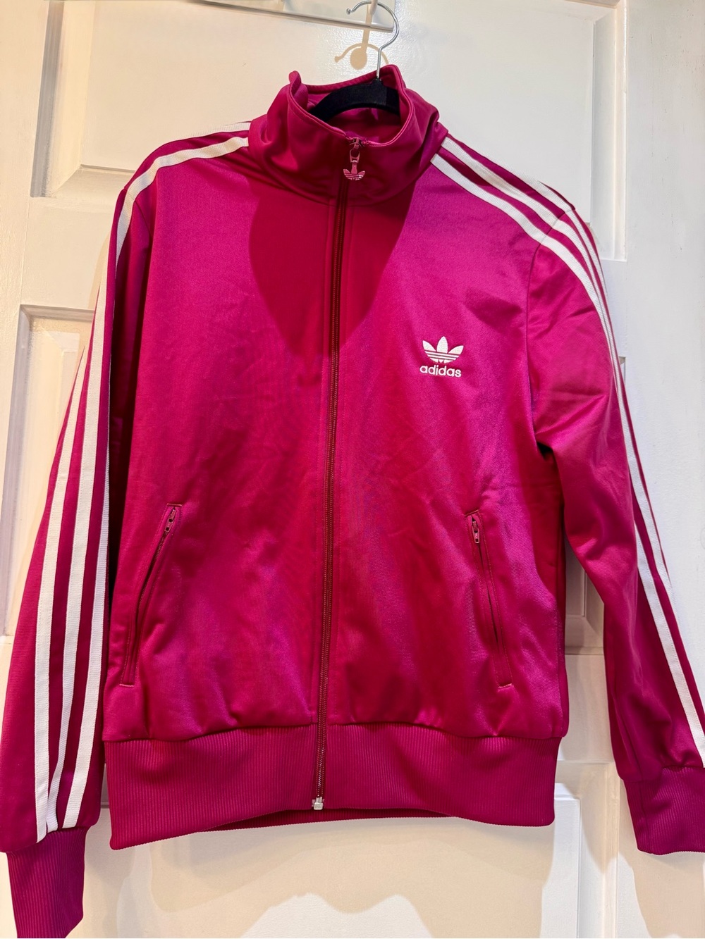 adidas Women's Purply Pink Three-Stripe Track Jacket